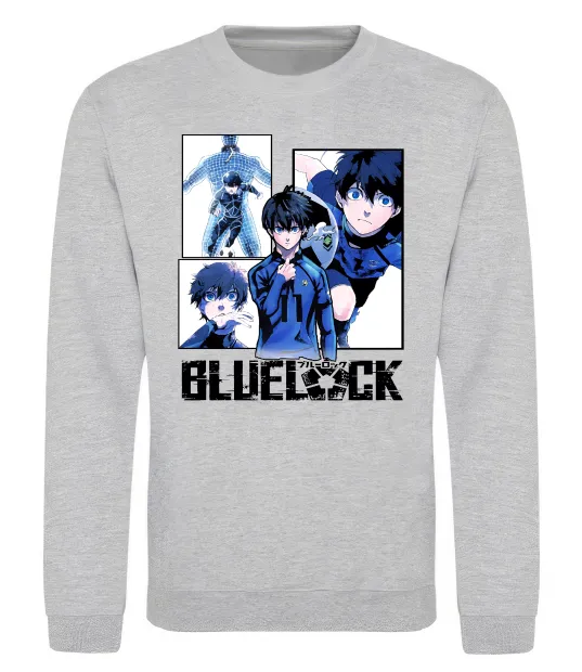 Свитшот BlueLock колаж Серый меланж фото