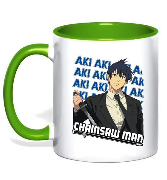 Чашка з кольоровою ручкою Chainsaw Man Aki Лаймовий фото
