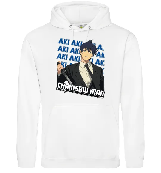 Чоловіча толстовка (худі) Chainsaw Man Aki Білий фото