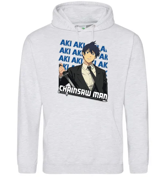 Чоловіча толстовка (худі) Chainsaw Man Aki Сірий меланж фото