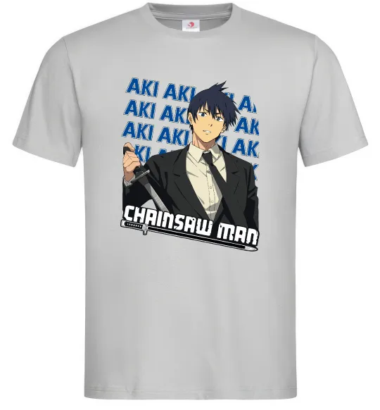 Чоловіча футболка Chainsaw Man Aki Сірий фото