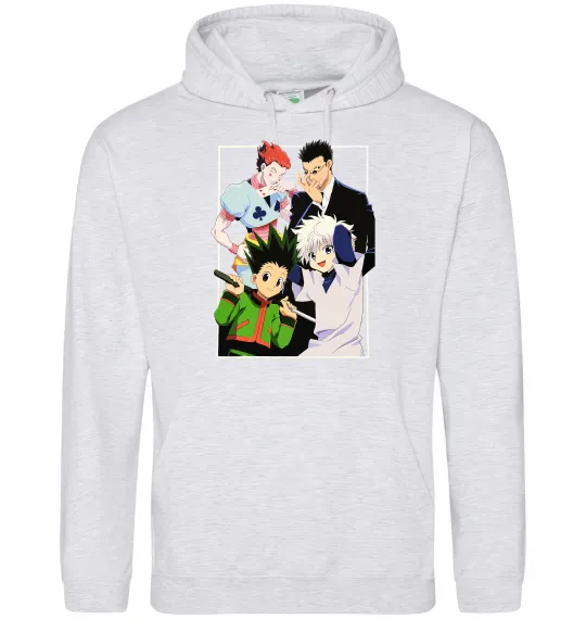 Женская толстовка (худи) Hunter x Hunter персонажі Серый меланж фото