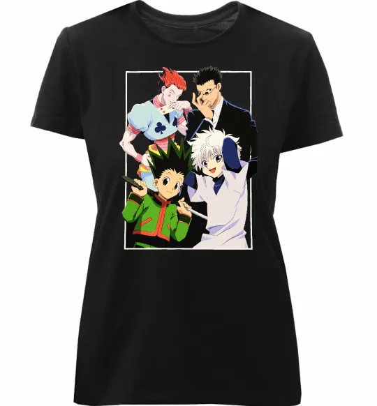 Женская премиум футболка Hunter x Hunter персонажі Черный фото