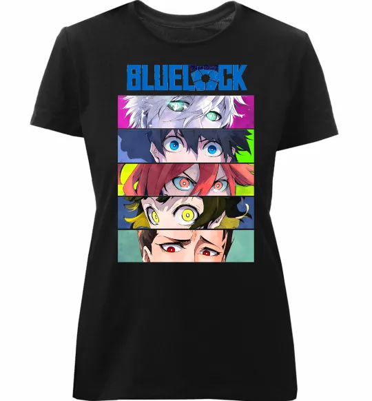 Женская премиум футболка BlueLock eyes Черный фото