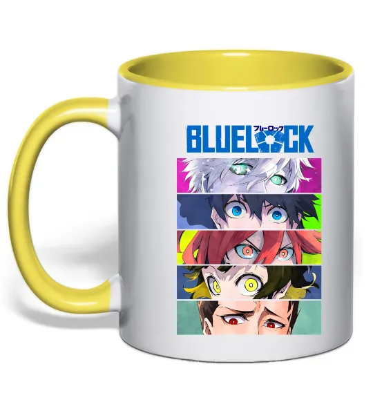 Чашка з кольоровою ручкою BlueLock eyes Лимонний фото