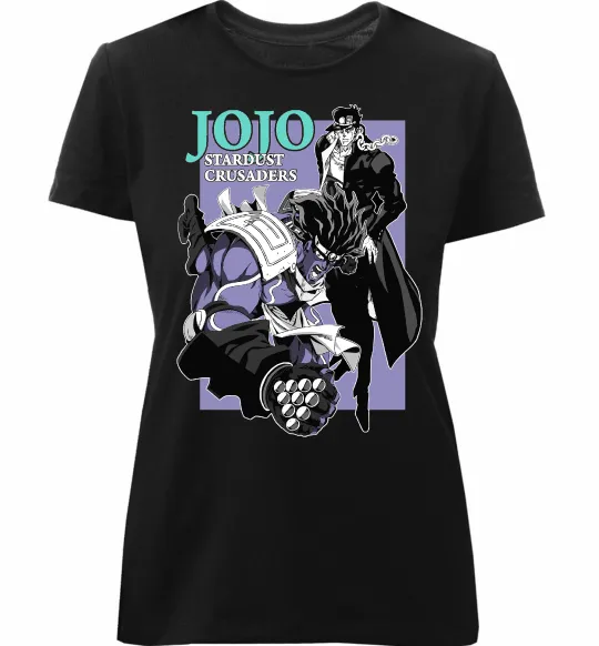 Женская премиум футболка Jojo stardust crusaders Черный фото