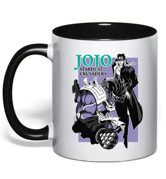 Чашка з кольоровою ручкою Jojo stardust crusaders Чорний фото