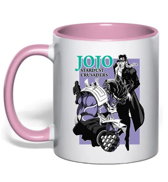 Чашка з кольоровою ручкою Jojo stardust crusaders Ніжно рожевий фото