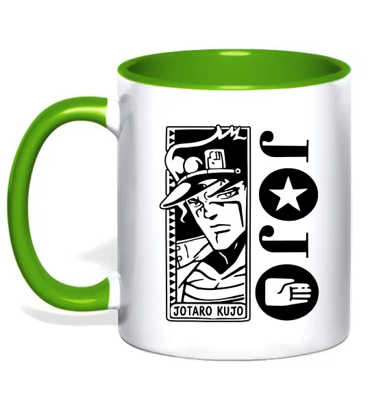 Чашка с цветной ручкой Jotaro Kujo Лаймовый фото