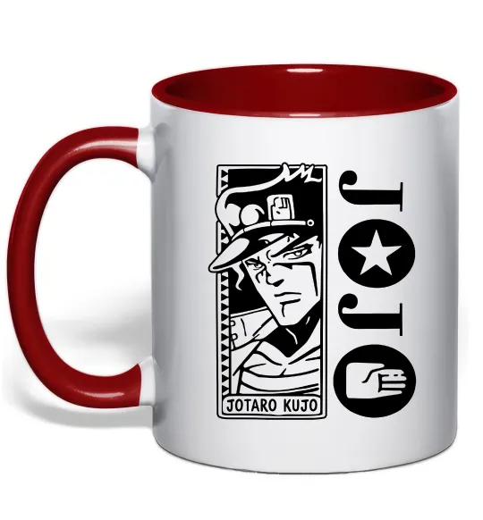 Чашка з кольоровою ручкою Jotaro Kujo Червоний фото