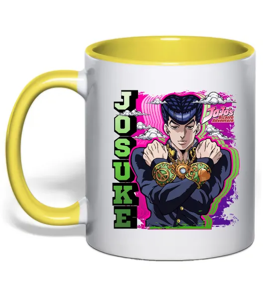 Чашка з кольоровою ручкою Jojo`s adventure Josuke Сонячно жовтий фото