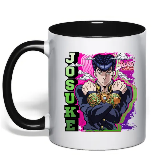 Чашка з кольоровою ручкою Jojo`s adventure Josuke Чорний фото