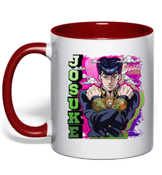 Чашка з кольоровою ручкою Jojo`s adventure Josuke Червоний фото