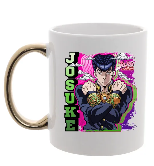 Чашка з кольоровою ручкою Jojo`s adventure Josuke Золото фото