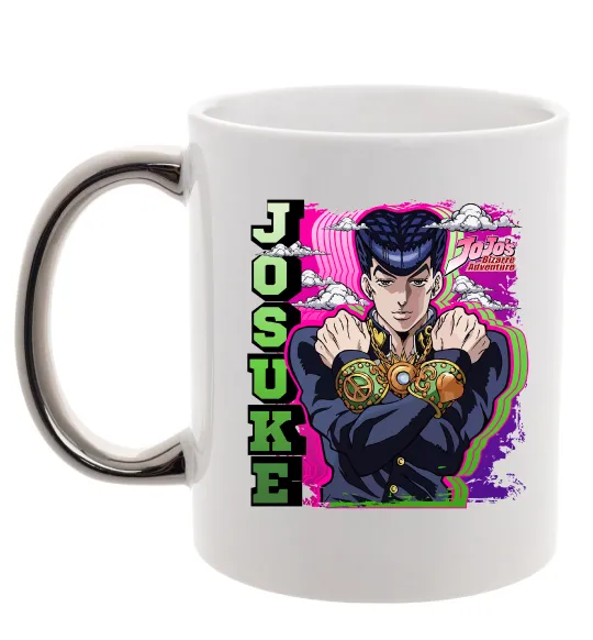 Чашка з кольоровою ручкою Jojo`s adventure Josuke Срібло фото