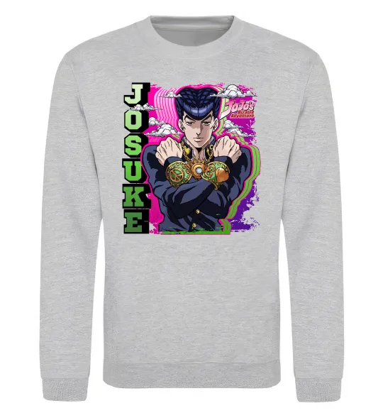 Світшот Jojo`s adventure Josuke Сірий меланж фото
