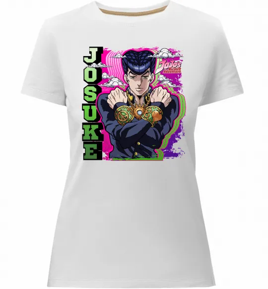 Жіноча преміум футболка Jojo`s adventure Josuke Білий фото
