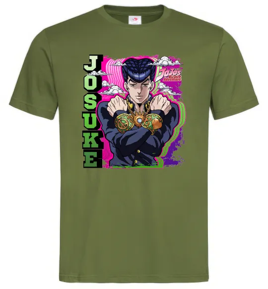 Чоловіча футболка Jojo`s adventure Josuke Оливковий фото