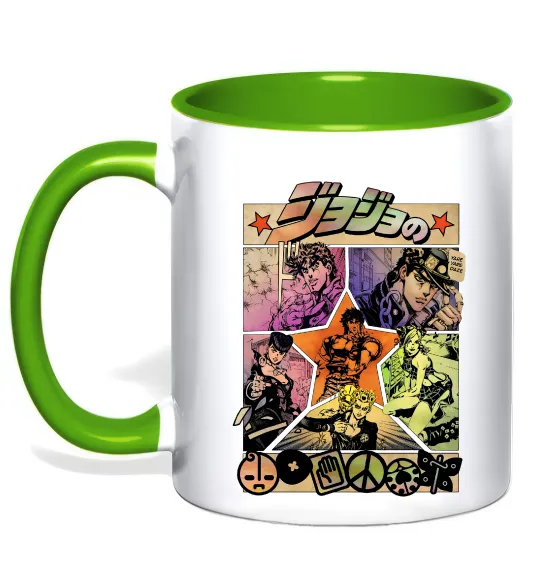 Чашка с цветной ручкой Джоджо комікс Зеленый фото