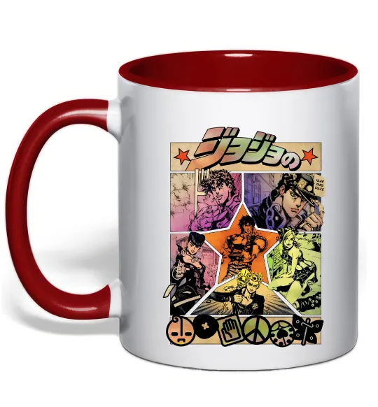 Чашка с цветной ручкой Джоджо комікс Красный фото