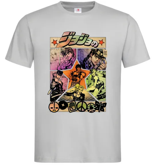 Мужская футболка Джоджо комікс Серый фото