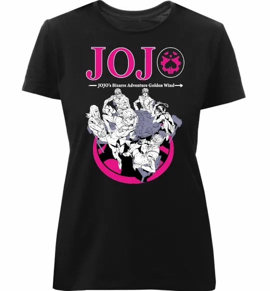 Женская премиум футболка Джоджо golden wind Черный фото