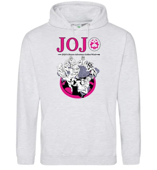 Мужская толстовка (худи) Джоджо golden wind Серый меланж фото