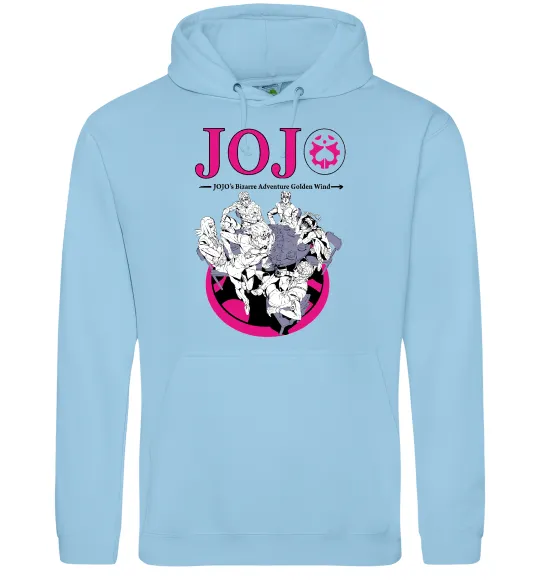 Мужская толстовка (худи) Джоджо golden wind Голубой фото