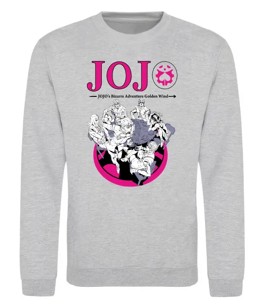 Свитшот Джоджо golden wind Серый меланж фото