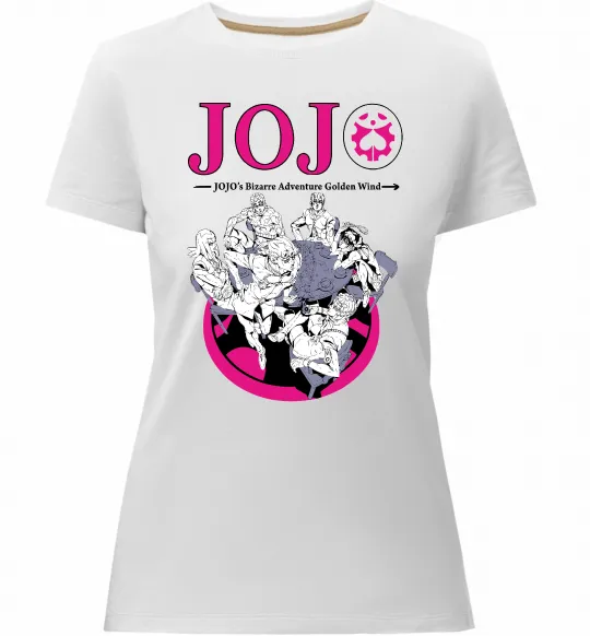 Женская премиум футболка Джоджо golden wind Белый фото