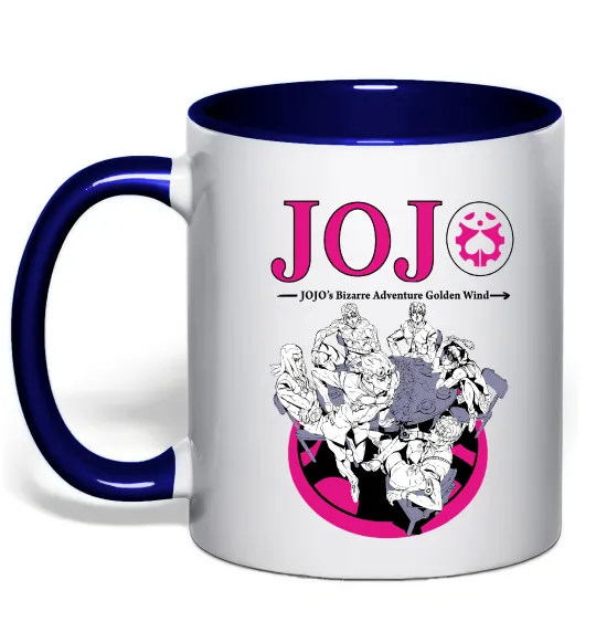 Чашка с цветной ручкой Джоджо golden wind Глубокий темно-синий фото