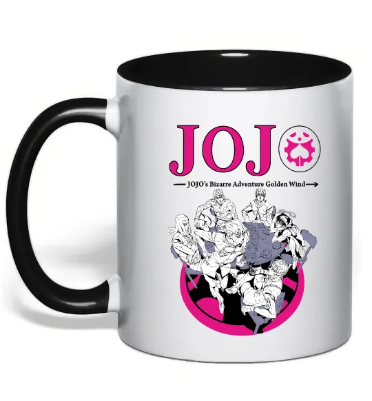 Чашка с цветной ручкой Джоджо golden wind Черный фото