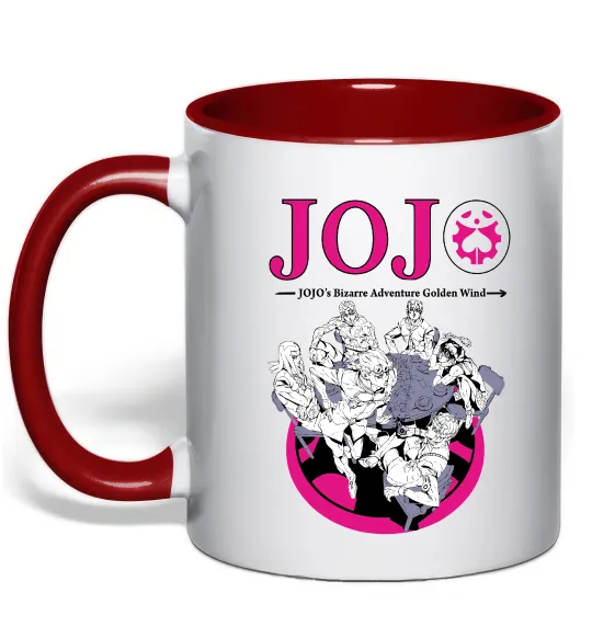 Чашка с цветной ручкой Джоджо golden wind Красный фото