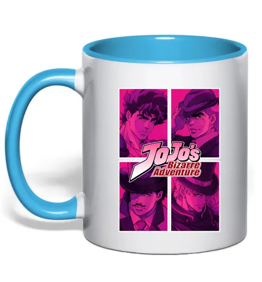 Чашка з кольоровою ручкою Jojo bizarre adventure Блакитний фото