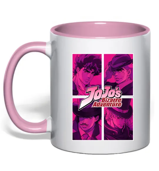 Чашка з кольоровою ручкою Jojo bizarre adventure Ніжно рожевий фото