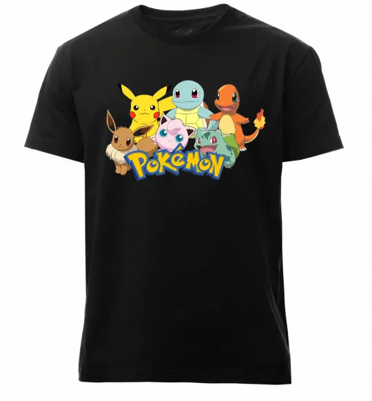 Мужская премиум футболка Покемони Черный фото