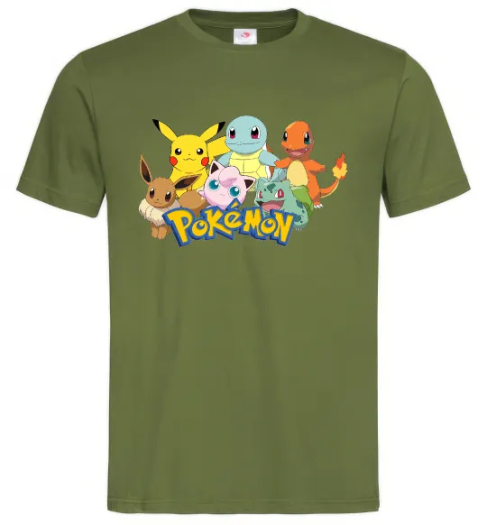 Мужская футболка Покемони Оливковый фото