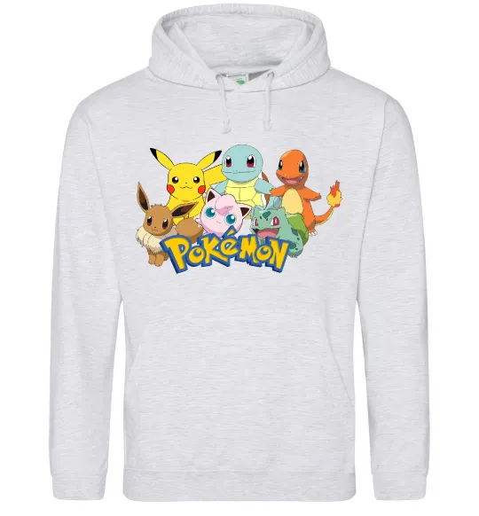 Женская толстовка (худи) Покемони Серый меланж фото