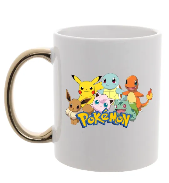 Чашка з кольоровою ручкою Покемони Золото фото