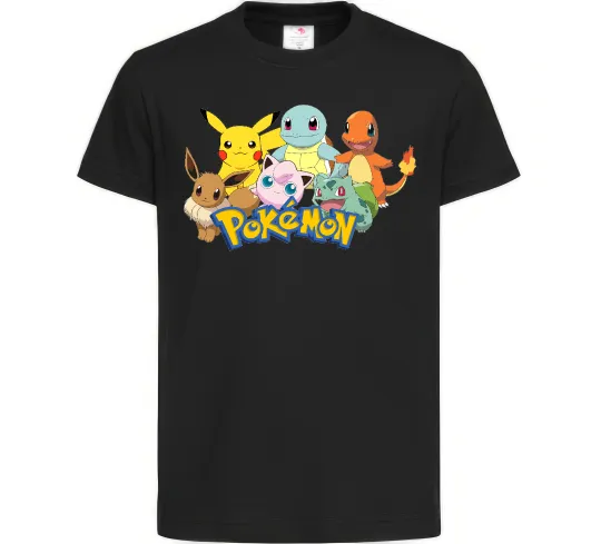 Дитяча футболка Покемони Чорний фото