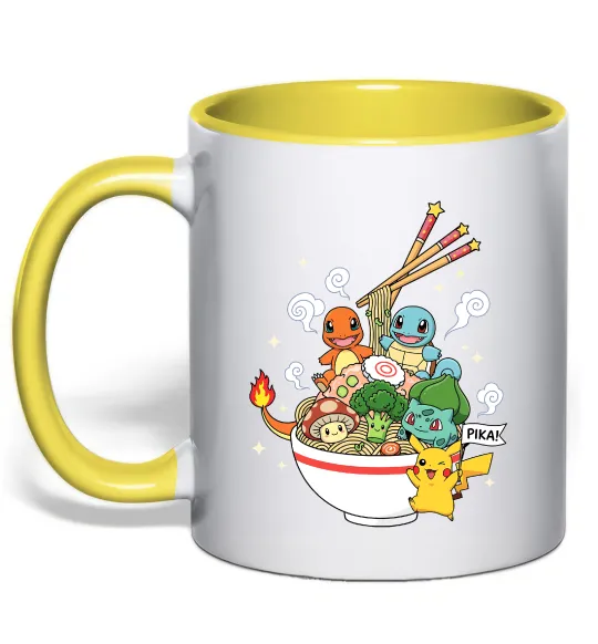 Чашка з кольоровою ручкою Pokemon ramen Лимонний фото