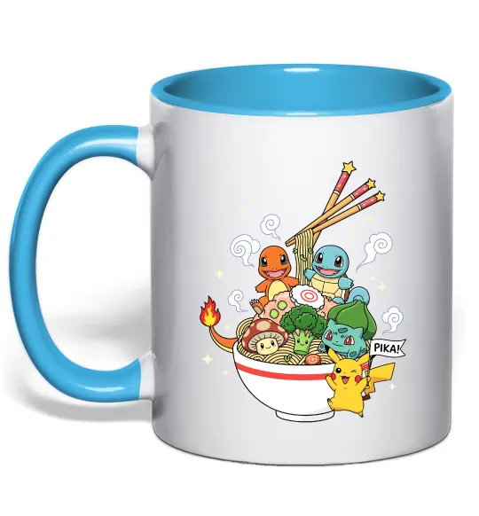 Чашка з кольоровою ручкою Pokemon ramen Блакитний фото
