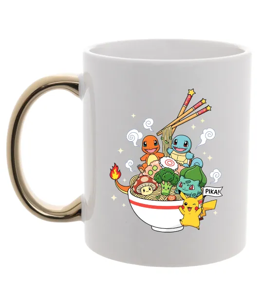 Чашка з кольоровою ручкою Pokemon ramen Золото фото