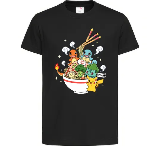 Дитяча футболка Pokemon ramen Чорний фото
