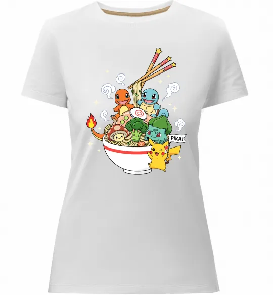 Жіноча преміум футболка Pokemon ramen Білий фото