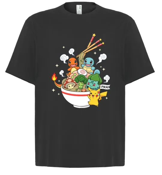Футболка Оверсайз Pokemon ramen Чорний фото