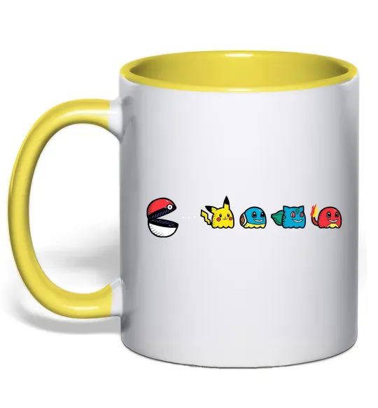 Чашка с цветной ручкой Покемони пакман Солнечно желтый фото