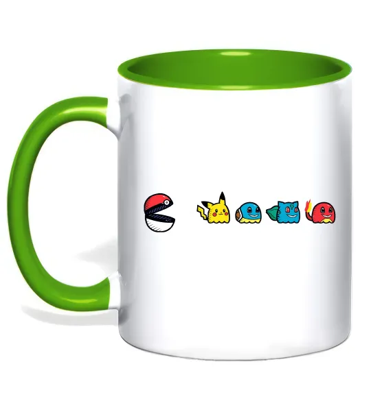 Чашка с цветной ручкой Покемони пакман Зеленый фото