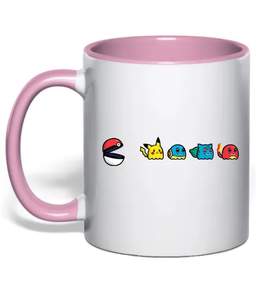 Чашка с цветной ручкой Покемони пакман Нежно розовый фото