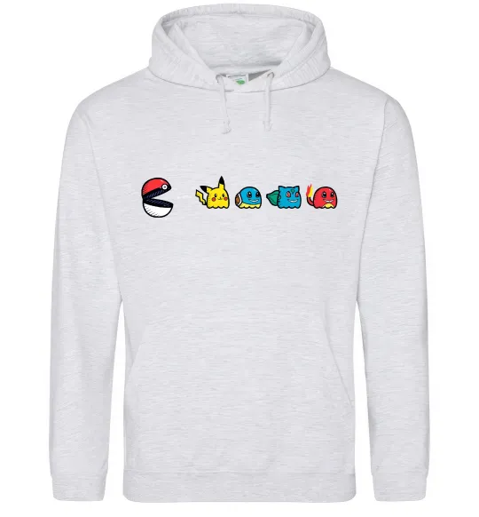 Мужская толстовка (худи) Покемони пакман Серый меланж фото